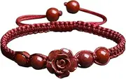 [YANYUESHOP] Feng Shui Natural Cinnabar Prosperity Flowers Red String Braided Bracelets for Women Girls, Adjustable Good Luck Beaded Attract Wealth Fashion Amulet Charm Bracelets for Friends Gifts Cinnabar