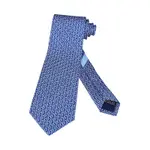 SALVATORE FERRAGAMO GANCINI標籤LOGO印花真絲幾何線圈設計領帶(寬版/藍)