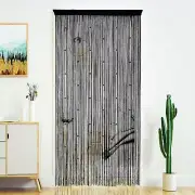 YaoYue Beaded Curtain Door String Curtains for 39"W x 79"L (Pack of 1), Black