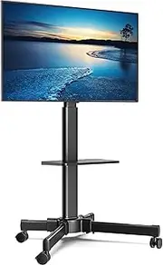 FITUEYES Mobile TV Stand with Wheels for 27-55 inch LCD LED Plasma TV, Rolling TV Cart with Laptop Shelf, Tilt & Height Adjustable TC205501MB