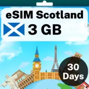 eSIM Scotland - 3 GB - 30 Days - Travel eSIM | QR code activation