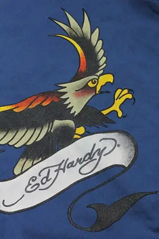 美國百分百【大尺碼】Ed Hardy ED 外套 夾克 立領 藍 logo 秋冬 老鷹 藍色 C108