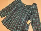 St John's Bay Top Women's Size 3X Blue Plaid Pullover Top (Smocked Neckline)