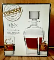 3 Piece Whiskey Glass Decanter Bottle Glass Set - Lenox: Tuscany Collection
