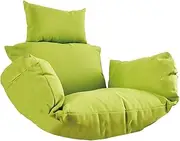 DONGXIAO Hanging basket hanging chair universal cushion waterproof cushion with pillow egg chair rattan sofa seat garden replacement cushion with armrests suitable for all kinds of seats(Color:Green)