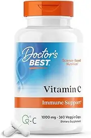 Doctor's Best Vitamin C with Quali-C 1000 mg, Non-GMO, Vegan, Gluten Free, Soy Free, Sourced From Scotland, 360 Veggie Caps