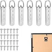 6pcs Heavy Duty D-Ring Picture Hangers with Screws, 4 Hole D Ring Hooks for Hanging Pictures, Photo Frame, Whiteboard, Mirror, Paintings