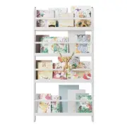 Kids Bookshelf, Wall Mount 4-Tier Book Shelf Organizer for Toys and Books, To...