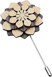 [SHERCHPRY] Wooden Brocade Boutonniere Flower Pins for Jackets Men Lapel Pins Suit