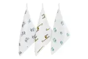 Aden + Anais Scrub Cotton Muslin Set Of Three Washcloths Jungle Jam