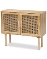 Baxton Studio Maclean Rattan 2-Door Sideboard Buffet
