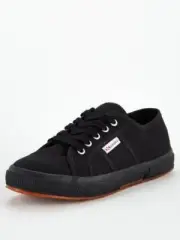 BNIB SUPERGA 2750 Jcot Classic Lace Up Plimsoll Pumps Shoes Black 12.5 Younger