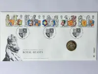 在飛比找露天拍賣優惠-英國女王 十大神獸 紀念幣+郵票 套票 守護獸 野獸 伊莉莎