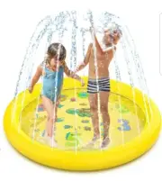Wenlong Fun Sprinkle and Splash Play Mat Toddler Kids Pool Water Toy, Yellow 68"