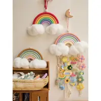 在飛比找ETMall東森購物網優惠-手工彩虹掛毯ins風墻面裝飾幼兒園掛件兒童房編織macram