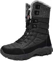 [OZLIKA] Mens Snow Boots Waterproof High Top Hiking Shoes Outdoor Cotton Boots Winter Shoes for Hiking Trekking