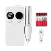 Beakey Electric Nail Drill 40000RPM Rechargeable Nail File Machine with Drill Bits Kit Home Nail Salon Use-White