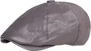[Lifup] Men Women Newsboy Flat Cap PU Leather Gatsby Ivy Beret Cap, Grey 4, One Size