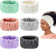 WILLBOND 6 Pieces Extra Wide Band 5 Inch Spa Facial Microfiber Headband Elastic Makeup Headbands Hair Accessories for Thick and Curly Hair, 6 Colors