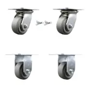 4 Inch Thermoplastic Caster Set with Ball Bearing 2 Swivel Lock and 2 Rigid SCC