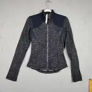 Lululemon Forme Jacket Womens 4 Denim Blue Gray Heather Activewear Athletic Logo