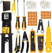 LEATBUY RJ45 Crimper Kit Cat5 Cat5E Cat6 Crimping Tool Set for RJ11/RJ12 Pass th