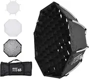 K3 65 cm/25.6 inch Octagon Photography Softbox Quick Installation with Detachable Bowens Mount Diffuser Honeycomb Grid Carrying Bag for Studio Light Video Light Portrait Product Photography