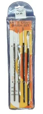 Atlas Art & Craft Brush Set Red Sable 4 Brushes NEW in Package China BOGO
