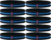 100 Pink Ribbon Wristbands featuring The Thin Blue Line - New Debossed Bracelets
