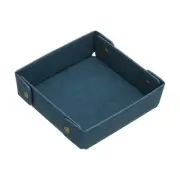 Leather Jewelry Valet Tray,Folding Snapped Catchall, Dark Blue 18cm