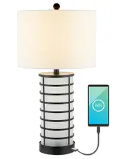 JONATHAN Y Jayce 27In Modern Industrial Iron Nightlight LED Table Lamp With USB Charging Port
