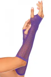 1980s Fingerless Purple Fishnet Gloves
