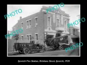 OLD 8x6 HISTORIC PHOTO OF THE IPSWICH QLD FIRE BRIGADE STATION c1920