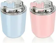 Puraville 2 Pack Insulated Tumblers with Lid, 10 oz Travel Coffee Mug Stainless Steel Vacuum Cup, Leak Proof Double Walled Coffee Tumbler for Iced and Hot Drinks, Pink and Light Blue