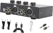 Portable Stereo Audio Amp, 2 Channel Amplifier, 48V Professional Headphone Amplifier for Party Car Podcasting Studio