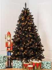 8ft Pre-Lit Christmas Tree BAVARIAN Black Fir Warm White LED