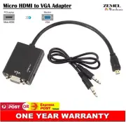 Micro HDMI to VGA Adapter With Stereo Audio Output For Camera HD TV Computer PC
