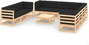 vidaXL - Solid Pinewood Outdoor Garden Lounge Set with Comfortable Cushions - Includes 5 Middle and Corner Sofas + Table - Anthracite Cushion
