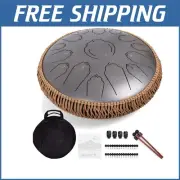 14-Inch Steel Tongue Drum with Bag - 15 Notes Handpan Instrument for Beginners