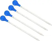 uxcell Graduated Dropper Pipettes Kit, 4pcs 25ml Borosilicate Glass Pipette with Rubber Cap for Transfer Liquid for Lab, Chemistry, Clear