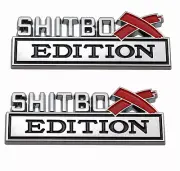 Pair SHITBO(X) EDITION Truck Emblems Car Boat Badge Decal (chrome/black)