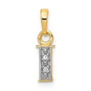 14k and Rhodium Polished .01ct Diamond Initial I Charm