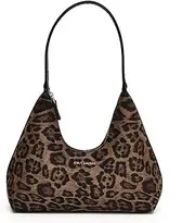 [AZURAOKEY] Women Suede Crescent Bag Leopard Print Underarm Bag Zipper Closure Hobo Bag Trendy Retro Handbag Work Shopping Bag