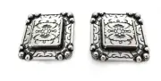 Square Berry Edge Conchos Jeremiah Watt Screw Back Horse Antiqued Nickel Pair
