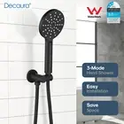 Decaura Hand Held Shower Head Set Black 3-Mode Spray Bathroom 1.5m Hose+Holder