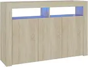 vidaXL Sideboard with LED Lights Sonoma Oak 46"x12"x30"