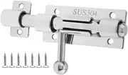 HOJLKLD Barrel Bolt Door Latch, 6.3 Inch 304 Stainless Steel Gate Barn Lock Latch with 10mm Padlock Hole, Heavy Duty Black Slide Door Lock (Silver, 4 Inch)