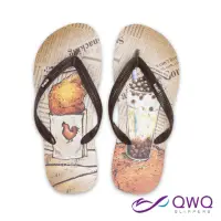 在飛比找momo購物網優惠-【QWQ】男款防滑夾腳拖鞋 玩食插畫人字拖鞋 平底防水拖鞋雨