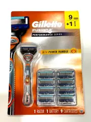 Gillette Fusion5 Performance Series With Power Handle Razor Blades 9 Cartridge