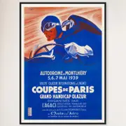 Galrie Autodrome Montlhery 1939 Vintage Racing Poster-Celebrate Historic Automobile Rally, Black Frame, 50 x 70cm (20 x 28inch)
